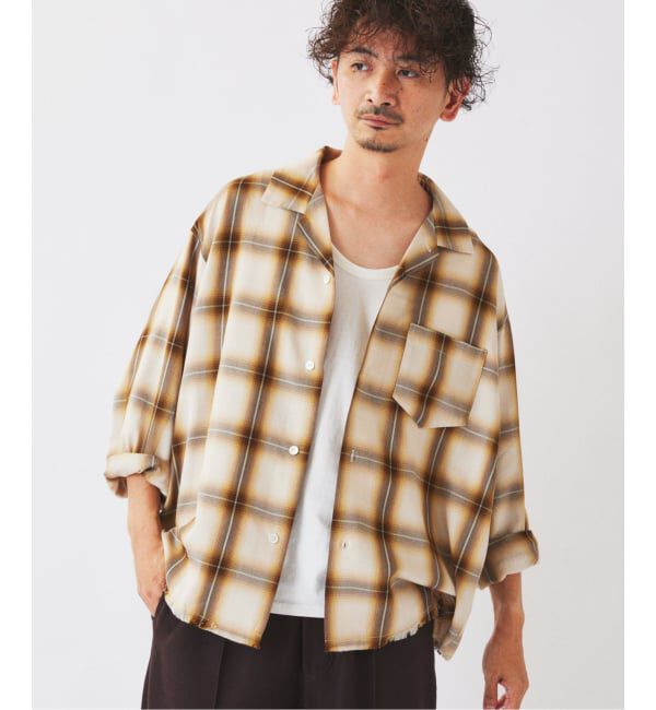 JOURNAL STANDARD relume「レーヨン アンカット フリンジ オンブレ チェックシャツ」|シャツ・ブラウス|