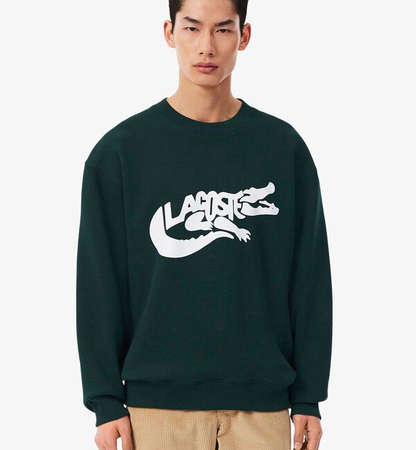 LACOSTE「ブランドネームワニロゴ クルーネックスウェット」|スウェット・ジャージ|ダークグリーン