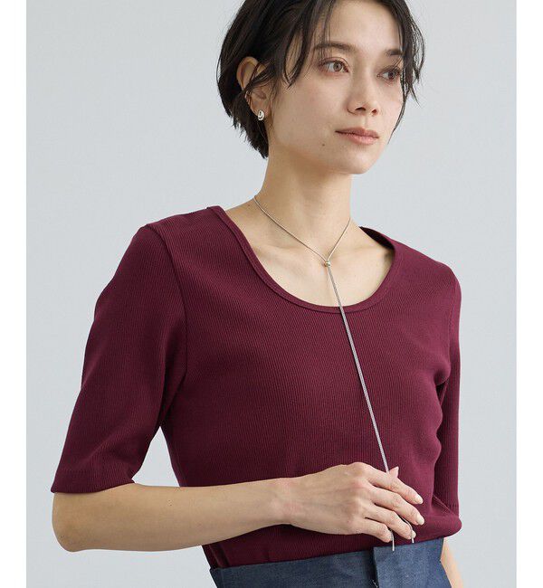 SALON adam et rope'「プリマベールファームリーリブハーフスリーブTシャツ / UVケア・洗える・新色追加」|Tシャツ・カットソー|