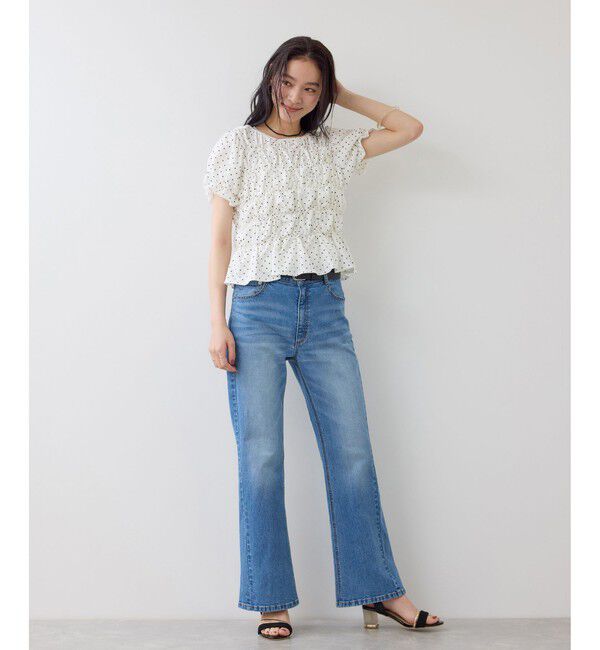 VIS「ドット＆無地アソート シャーリングデザインカットソー」|Tシャツ・カットソー|