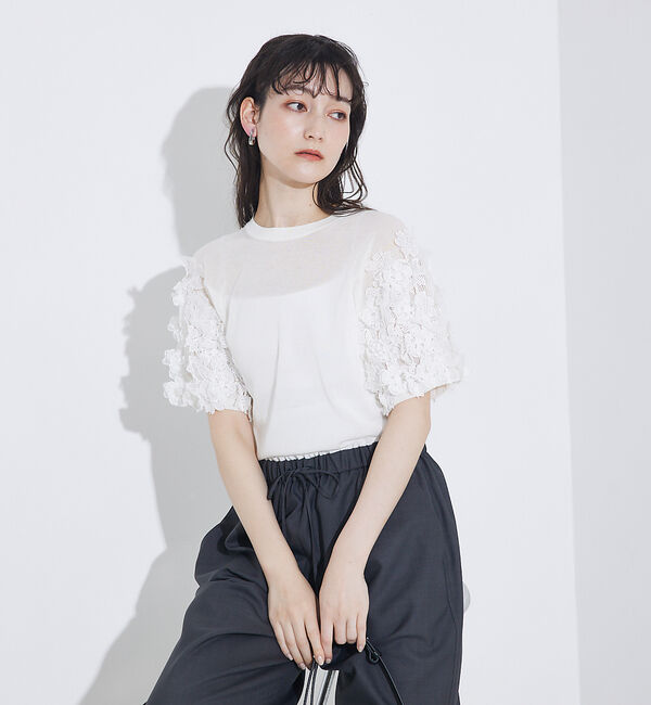 qualite「boussole&times;qualiteフラワーエンブロPO」|Tシャツ・カットソー|オフホワイト