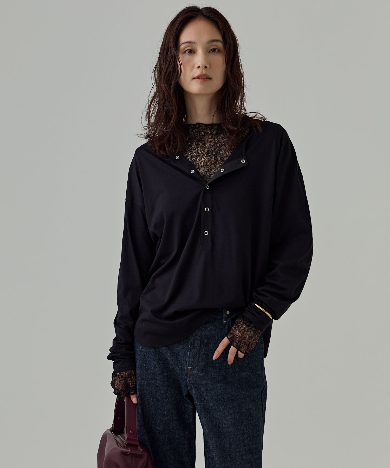 BABYLONE「2WAYヘンリーネックプルオーバー」|Tシャツ・カットソー|