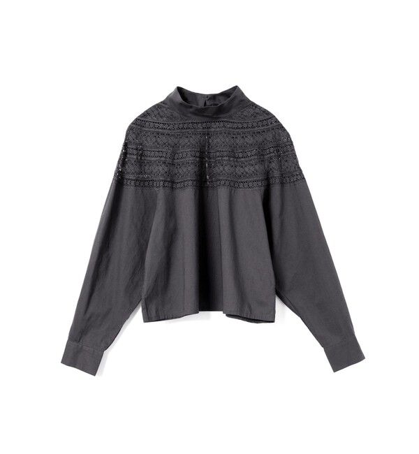 mizuiro ind「mizuiro ind レースヨークハイネックシャツ」|シャツ・ブラウス|