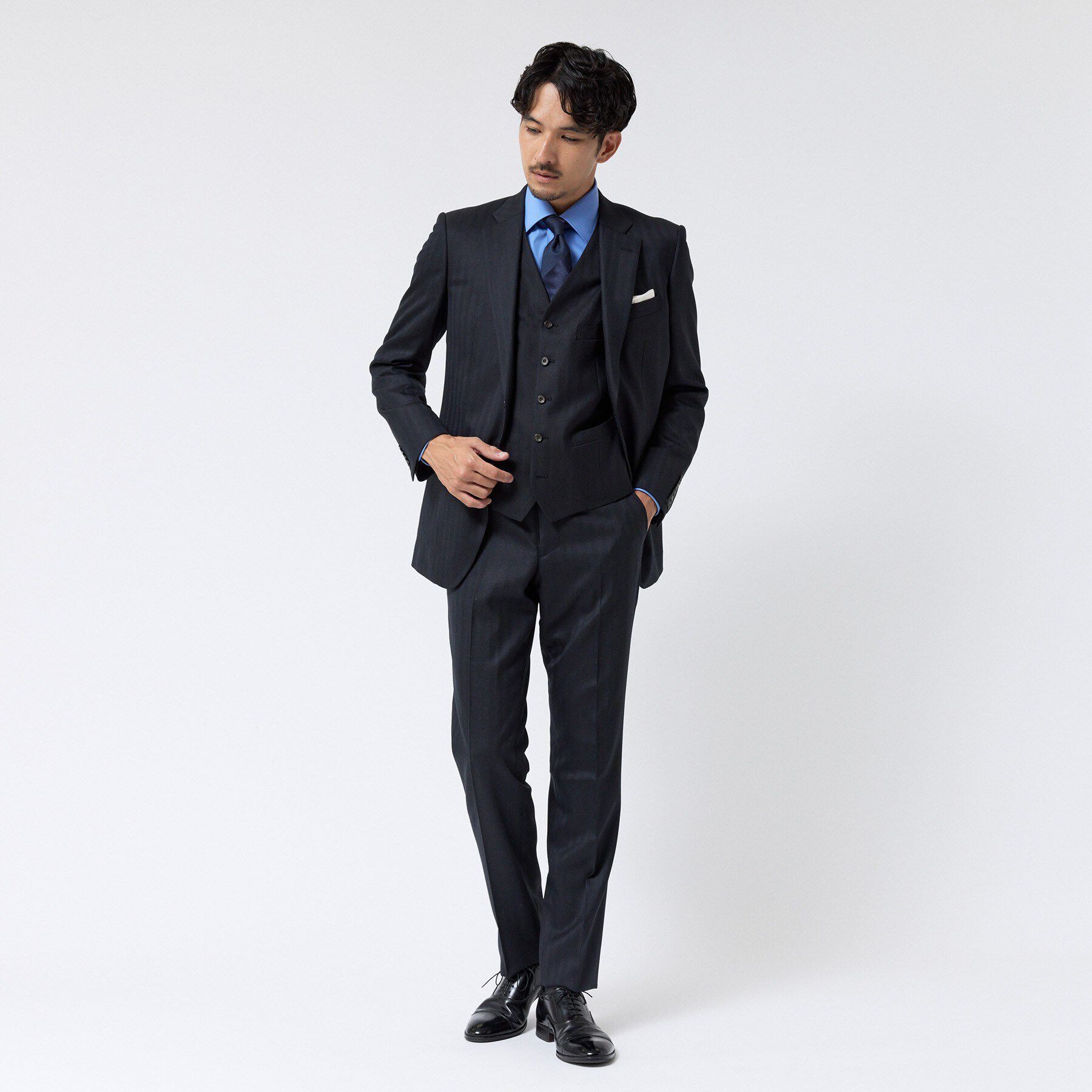 TAKEO KIKUCHI「シャイニー シャーク ストライプ ベスト」|スーツ|