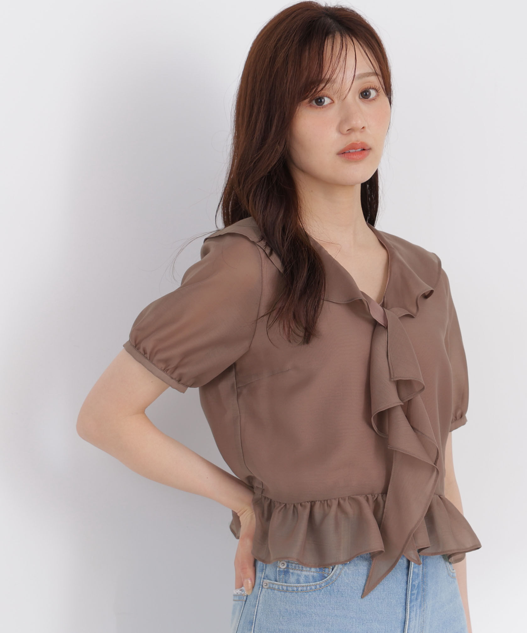 PROPORTION BODY DRESSING「ラッフルブラウス」|シャツ・ブラウス|ブラウン1