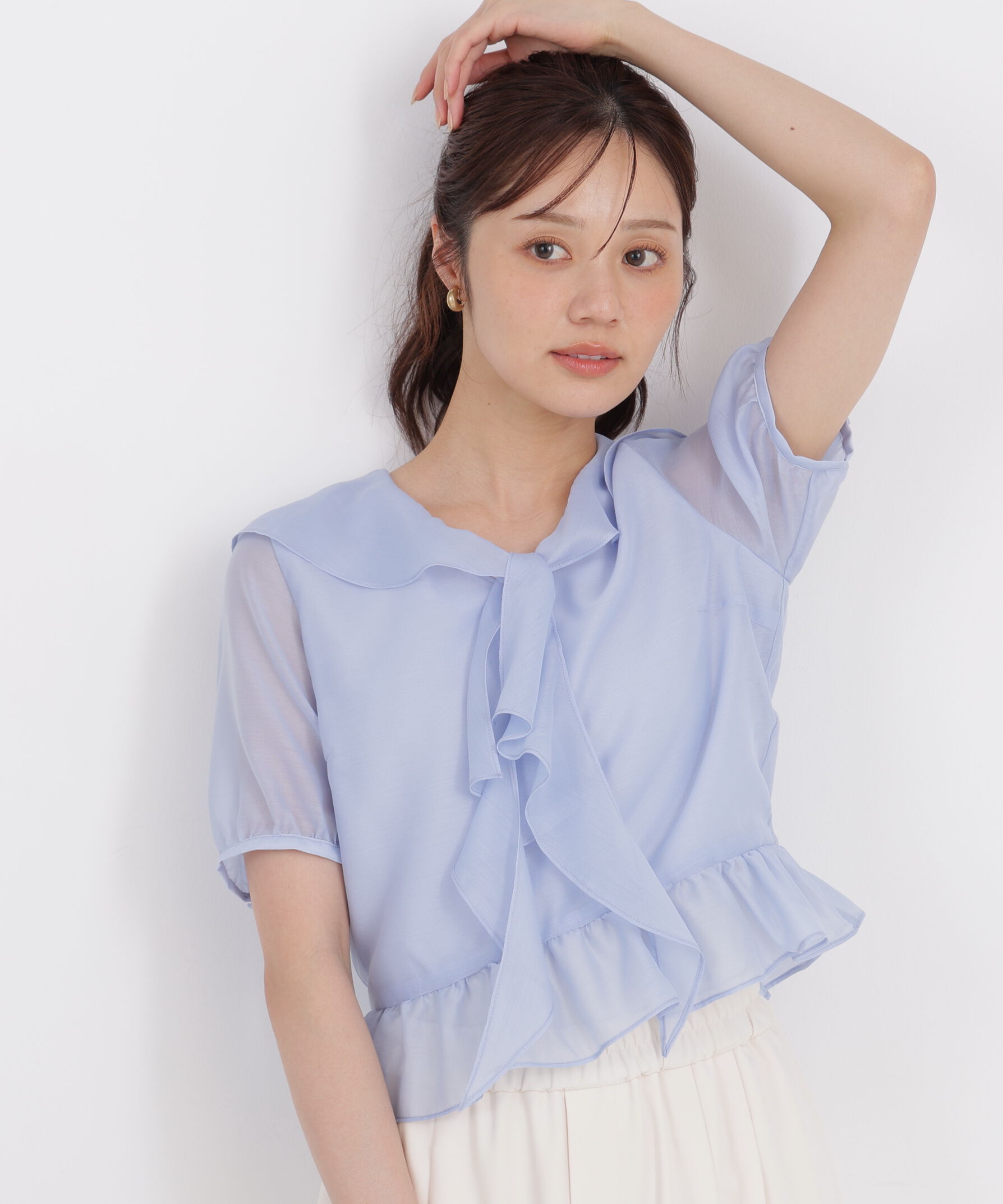 PROPORTION BODY DRESSING「ラッフルブラウス」|シャツ・ブラウス|ブルー
