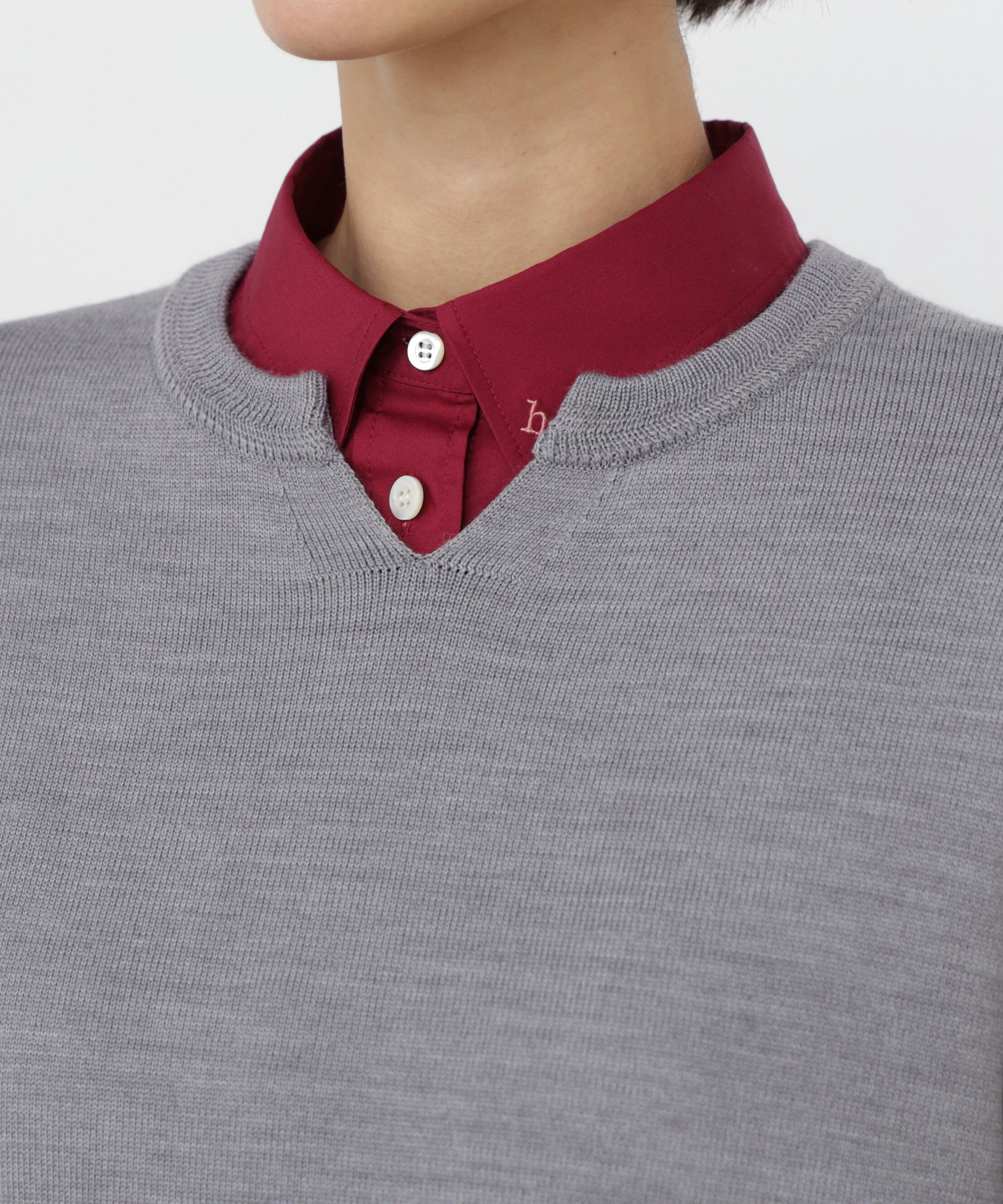  「◆ハイゲージプレーティング天竺キーネックプルオーバー」|ニット・セーター|