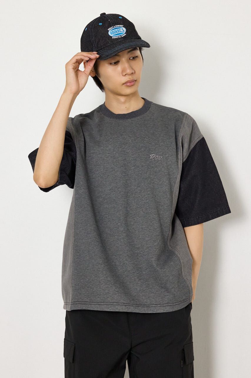 RODEO CROWNS「デニムドッキング半袖スウェット」|Tシャツ・カットソー|BLK