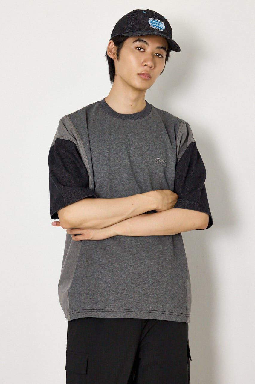 RODEO CROWNS「デニムドッキング半袖スウェット」|Tシャツ・カットソー|