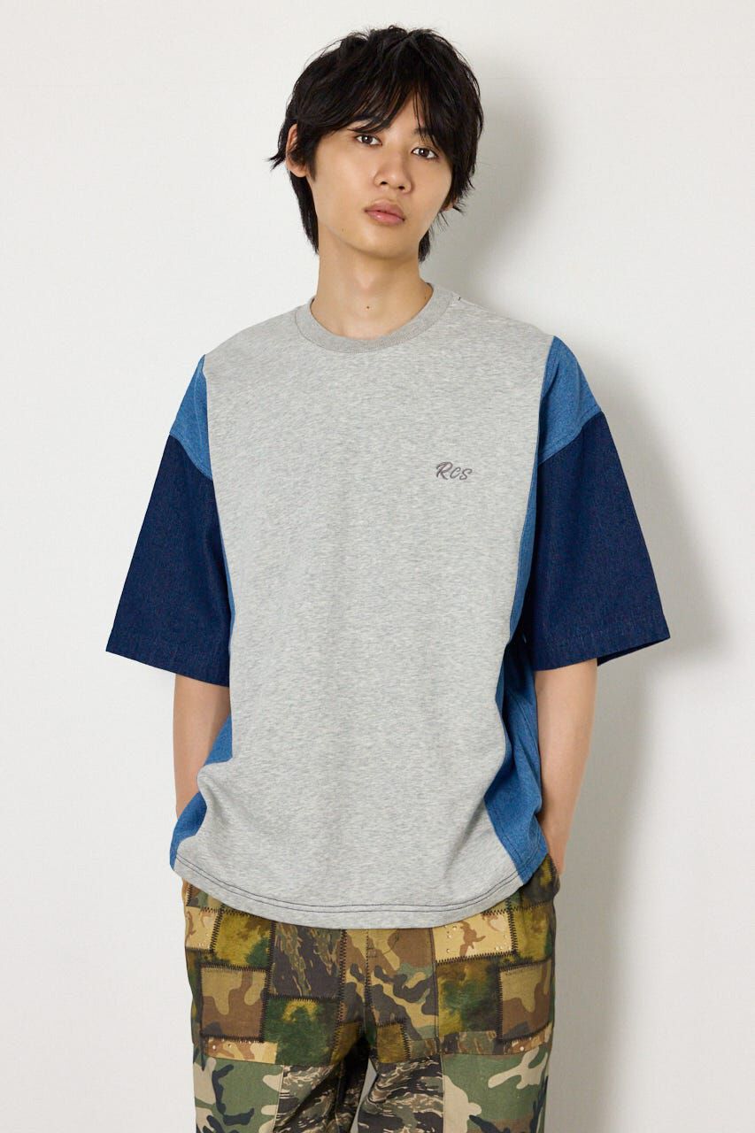 RODEO CROWNS「デニムドッキング半袖スウェット」|Tシャツ・カットソー|BLU