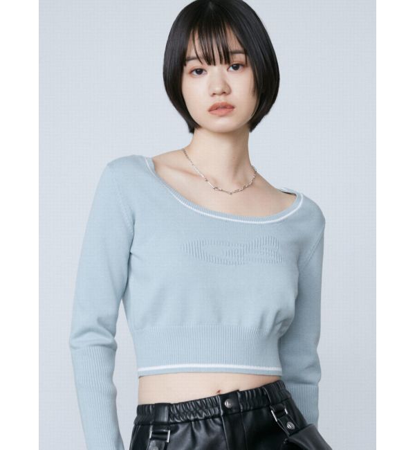 EMODA「ラウンドロゴコンパクトニット」|ニット・セーター|グレー