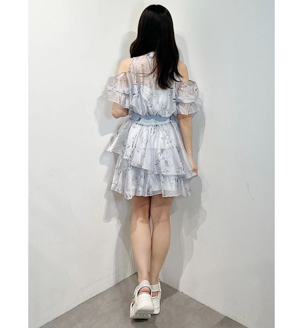 MERCURYDUO「花柄オープンショルダーミニワンピース」|ワンピース|