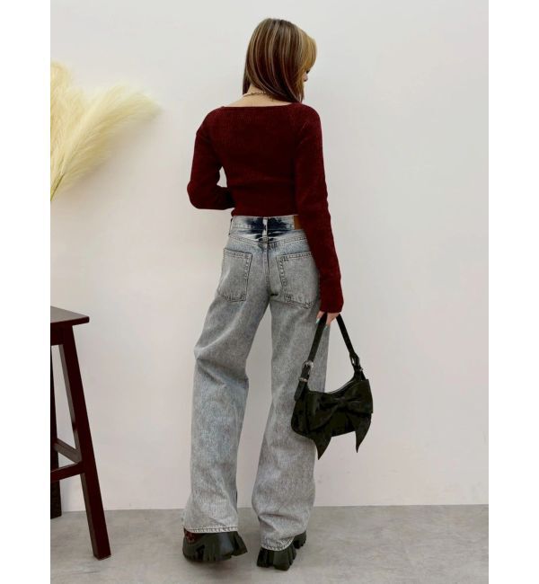 EVRIS「ミドルウエストケミカルワイドデニムパンツ」|デニム|
