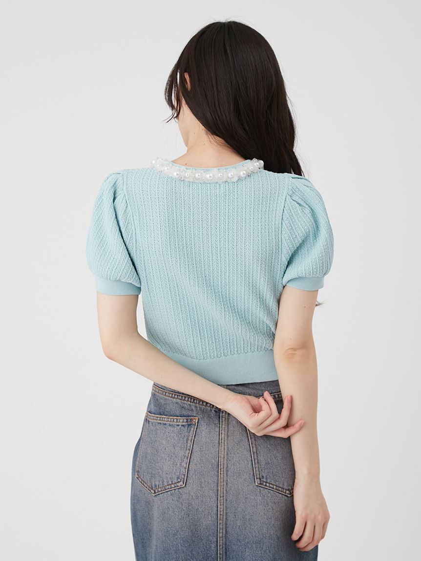 LILY BROWN「[L.B CANDY STOCK]クロップドビジューカーディガン」|カーディガン|