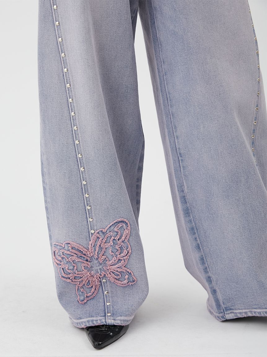 LILY BROWN「【LILY BROWN&times;ANNA SUI】バタフライワイドデニムパンツ」|デニム|