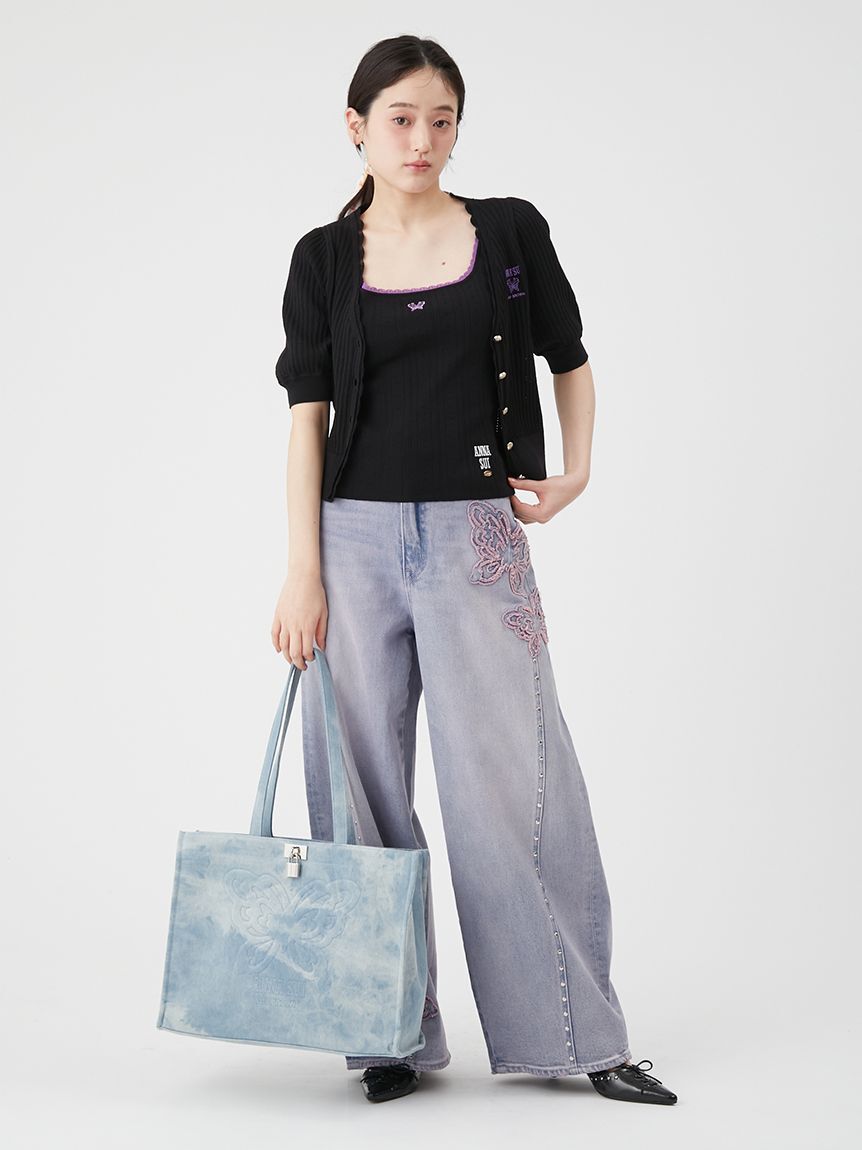 LILY BROWN「【LILY BROWN&times;ANNA SUI】バタフライワイドデニムパンツ」|デニム|