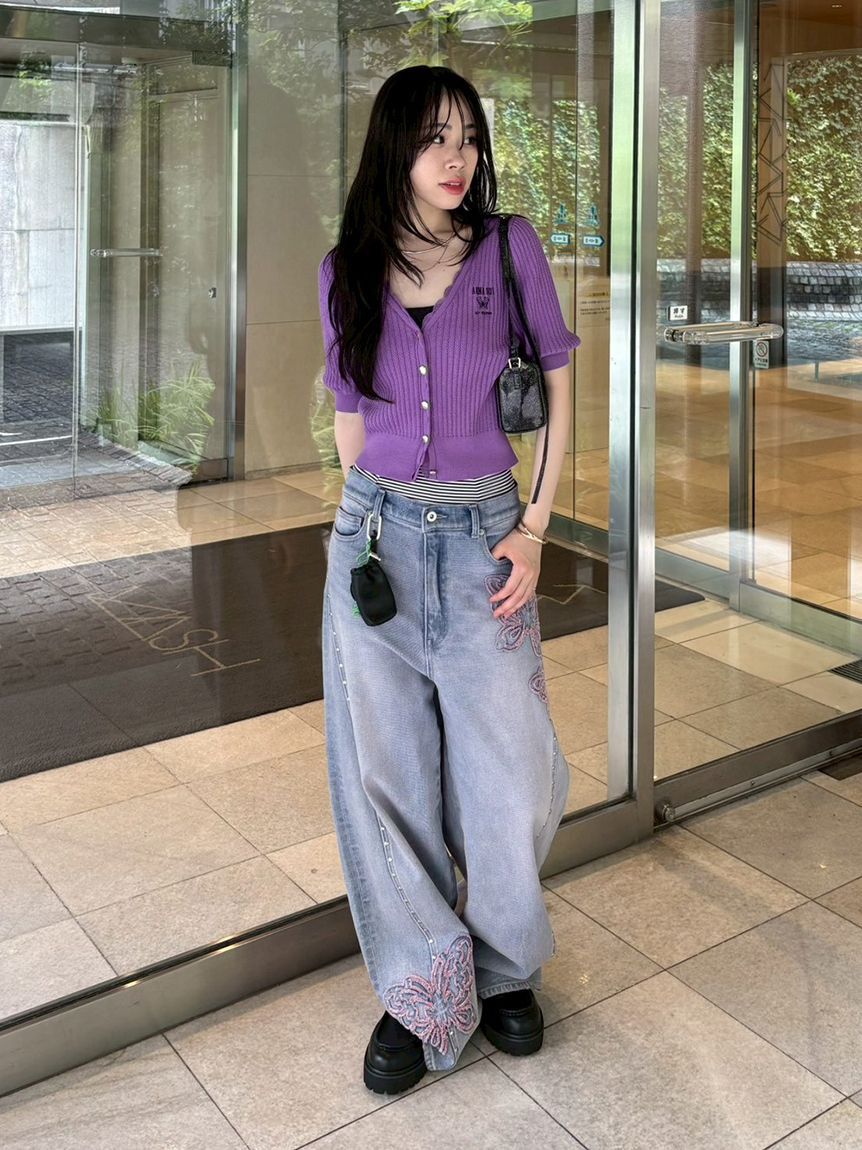 LILY BROWN「【LILY BROWN&times;ANNA SUI】バタフライワイドデニムパンツ」|デニム|