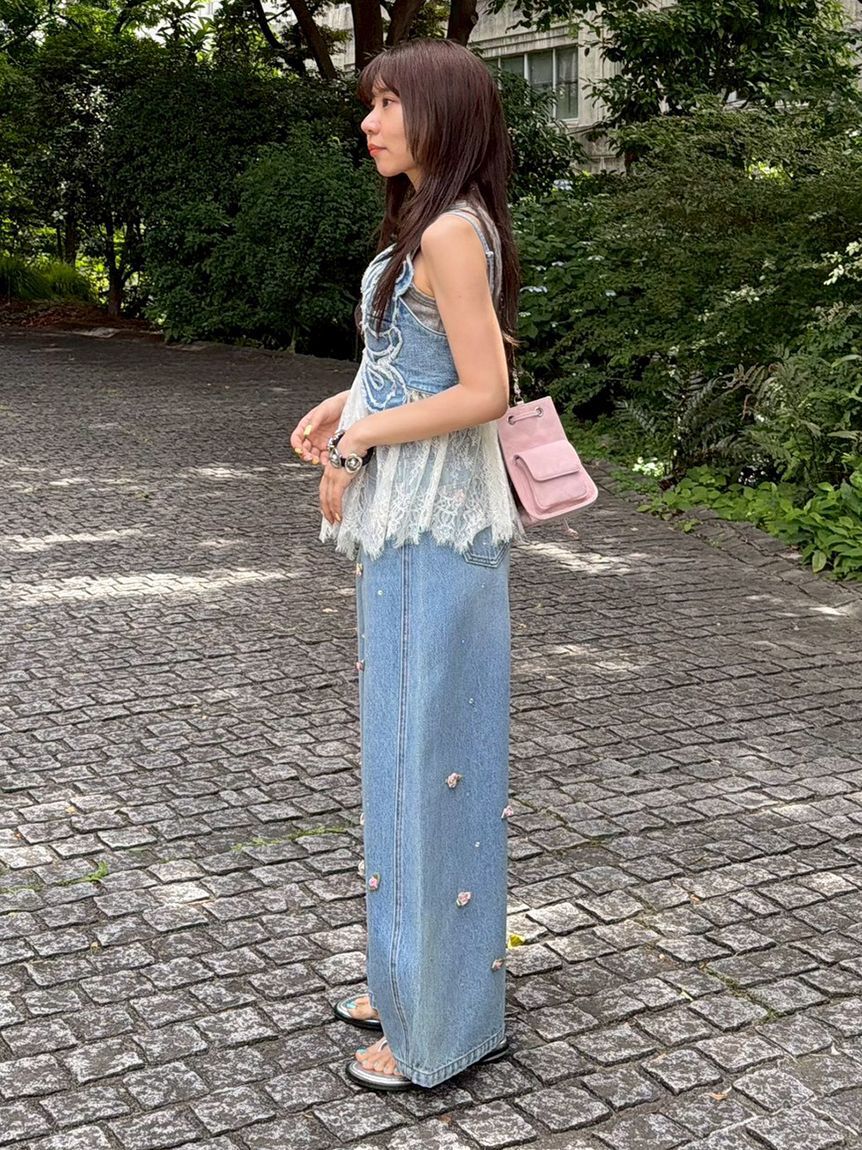 LILY BROWN「【LILY BROWN&times;ANNA SUI】バタフライワイドデニムパンツ」|デニム|