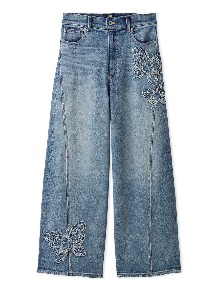 LILY BROWN「【LILY BROWN&times;ANNA SUI】バタフライワイドデニムパンツ」|デニム|
