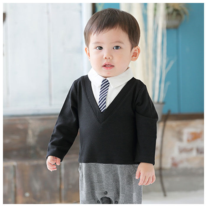 BACKYARD FAMILY「アエナック ロンパース aenak 通販 フォーマル 男の子 ベビー服 Vネックロンパース 冬」|その他ベビーウェア|