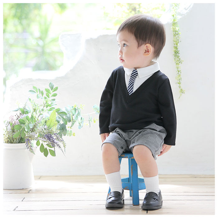 BACKYARD FAMILY「アエナック ロンパース aenak 通販 フォーマル 男の子 ベビー服 Vネックロンパース 冬」|その他ベビーウェア|