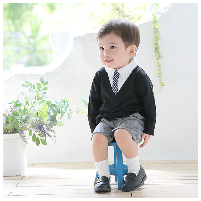 BACKYARD FAMILY「アエナック ロンパース aenak 通販 フォーマル 男の子 ベビー服 Vネックロンパース 冬」|その他ベビーウェア|