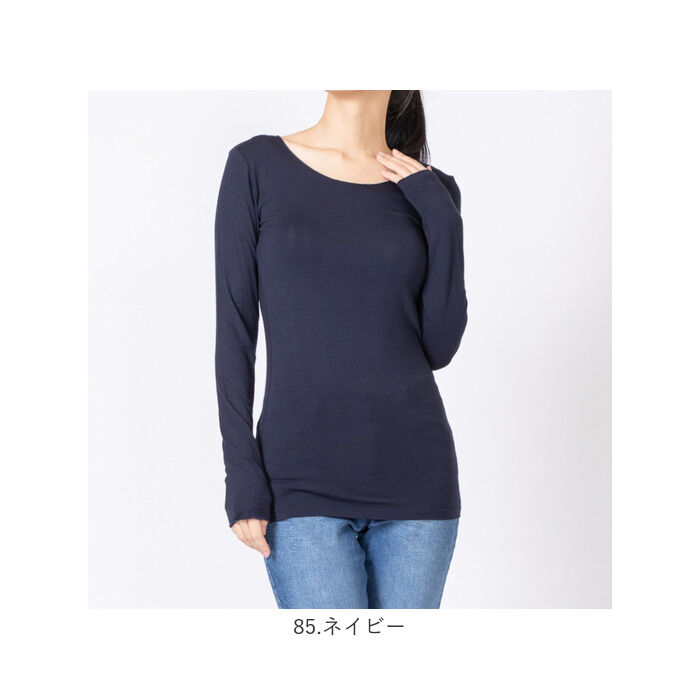 BACKYARD FAMILY「長袖 tシャツ レディース 通販 PAGE ONE GTS0844 無地 Uネック ロンt」|Tシャツ・カットソー|