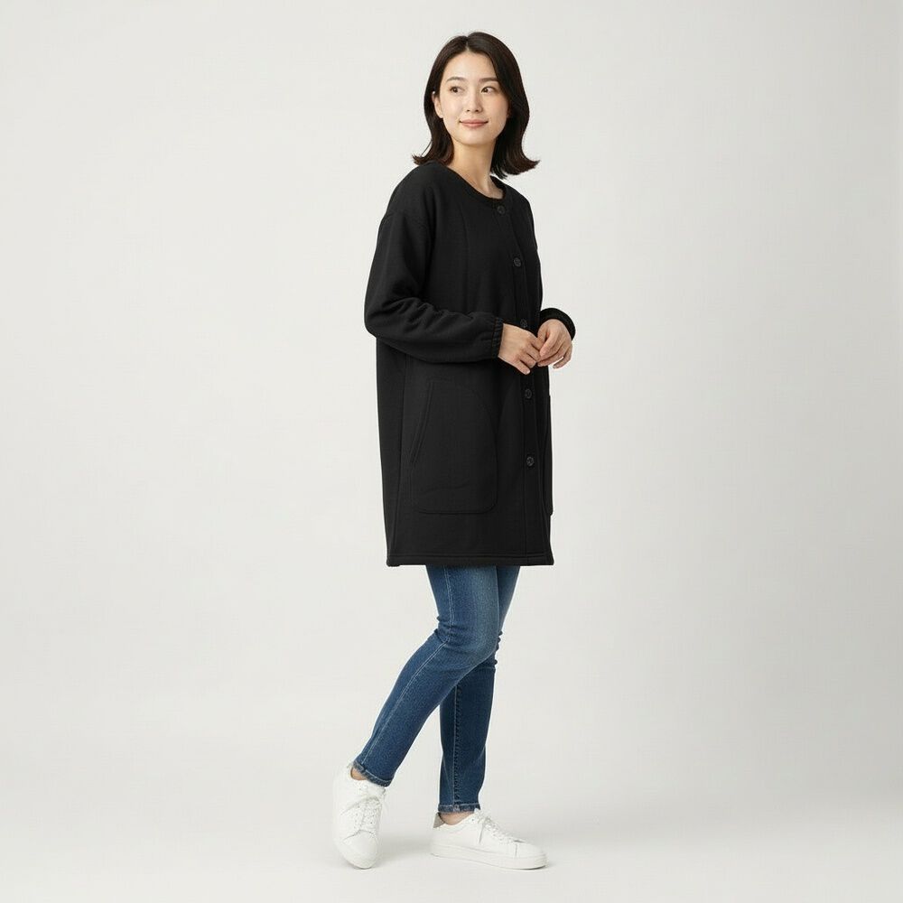 BACKYARD FAMILY「割烹着 おしゃれ あったか 通販 かっぽう着 スモック エプロン 長袖 前開き 前ボタン 保育士」|その他|グレー1