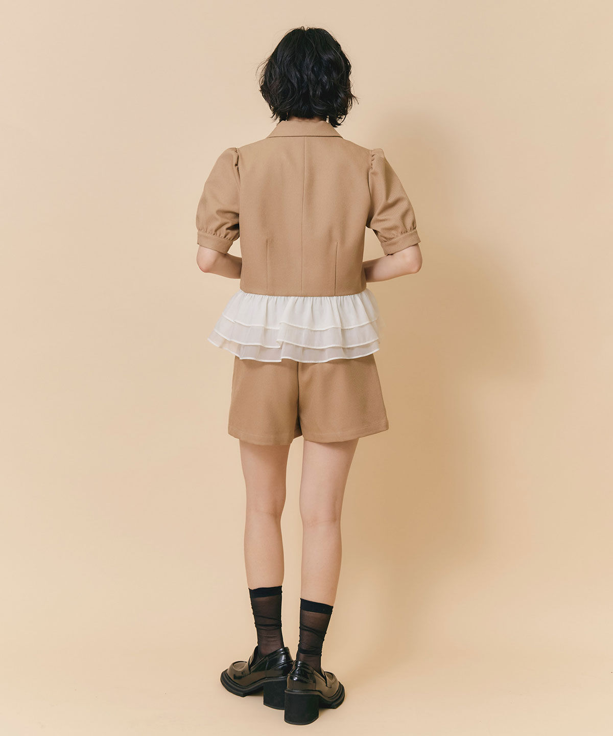 REDYAZEL「クラシックマルチボタンハイウエストショートパンツ」|キュロット|