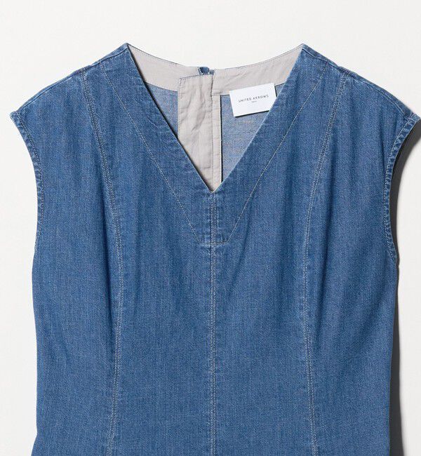 UNITED ARROWS「ステッチ Vネック デニムワンピース」|ワンピース|