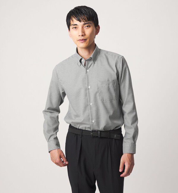UNITED ARROWS green label relaxing「エブリット コットンオックス ギンガムチェック スナップ ボタンダウン シャツ -イージーアイロン-」|シャツ・ブラウス|BLACK
