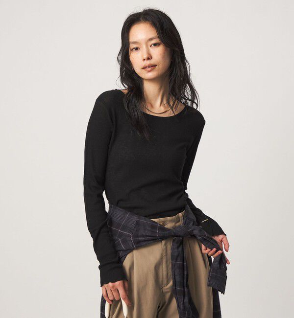 UNITED ARROWS green label relaxing「［size SHORTあり］テレコ クルーネック プルオーバー」|Tシャツ・カットソー|BLACK