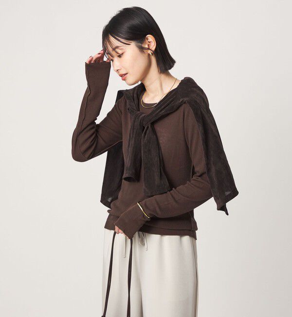 UNITED ARROWS green label relaxing「［size SHORTあり］テレコ クルーネック プルオーバー」|Tシャツ・カットソー|DK.BROWN
