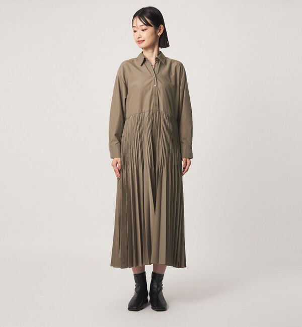 UNITED ARROWS green label relaxing「［size SHORT/TALLあり］ワッシャー プリーツ ロングスリーブ ワンピース」|ワンピース|