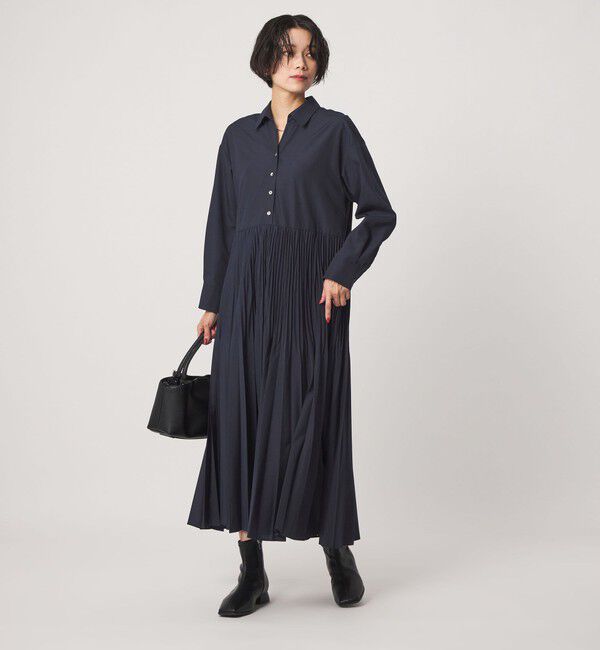 UNITED ARROWS green label relaxing「［size SHORT/TALLあり］ワッシャー プリーツ ロングスリーブ ワンピース」|ワンピース|