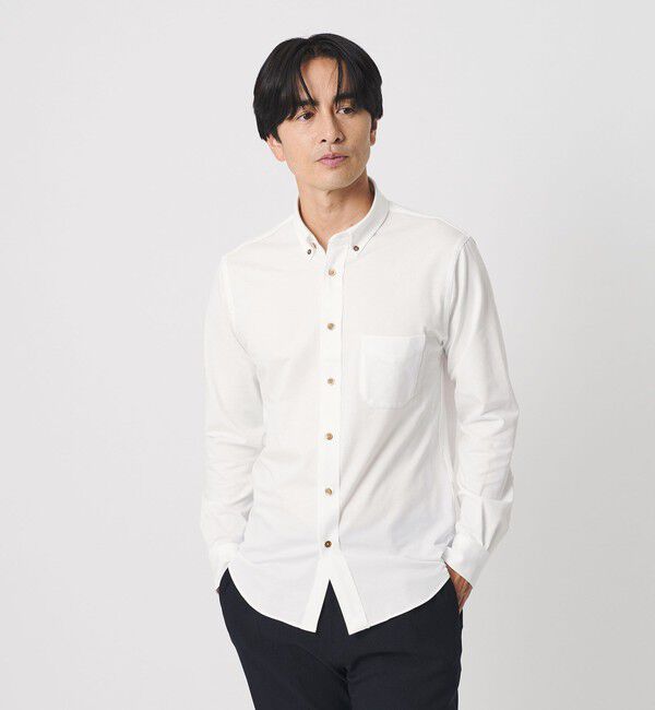 BEAUTY&YOUTH UNITED ARROWS「クイック ストレッチ シャンブレー ボタンダウン シャツ SLIM型 吸水速乾 タテヨコストレッチ」|シャツ・ブラウス|WHITE