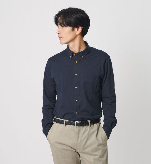 BEAUTY&YOUTH UNITED ARROWS「クイック ストレッチ シャンブレー ボタンダウン シャツ SLIM型 吸水速乾 タテヨコストレッチ」|シャツ・ブラウス|NAVY