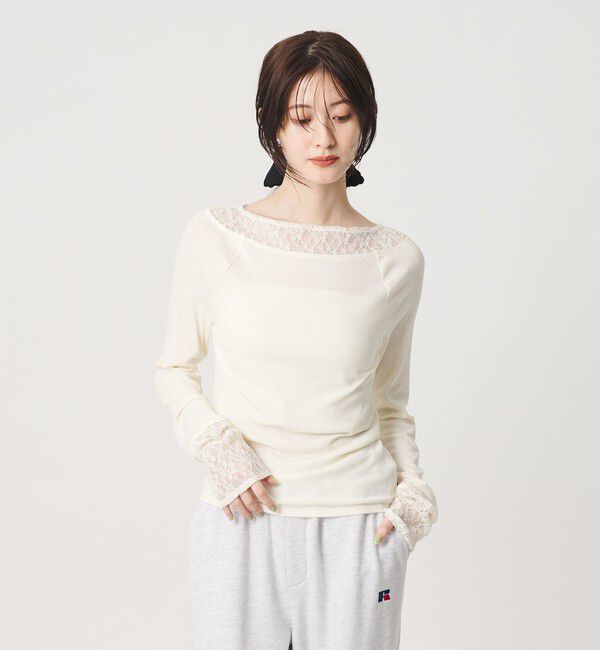 BEAUTY&YOUTH UNITED ARROWS「レースドッキング ロングスリーブ カットソー」|Tシャツ・カットソー|