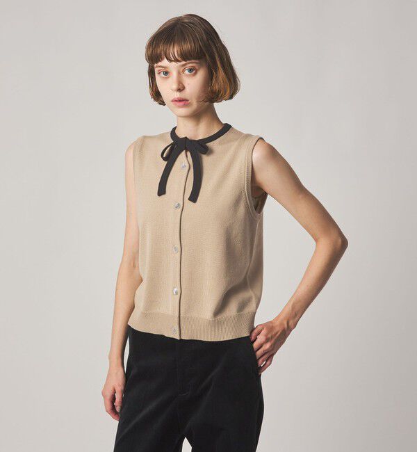 STEVEN ALAN「＜Steven Alan＞ウール タイリボン ノースリーブ ニット」|ニット・セーター|BEIGE