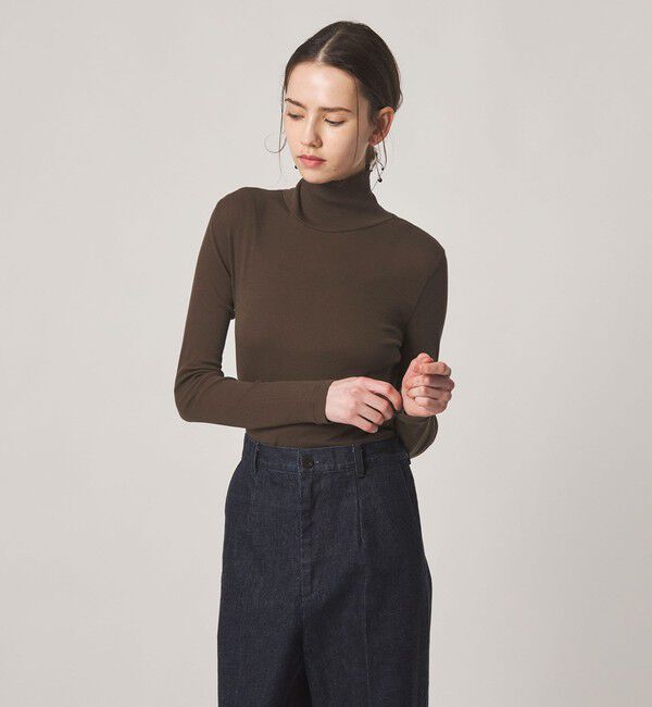 STEVEN ALAN「＜Steven Alan＞コットン シルク リブ タートルネック プルオーバー」|Tシャツ・カットソー|DK.BROWN