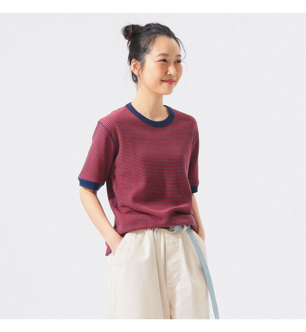 BEAMS SELECTION for WOMEN「【別注】Healthknit / ワッフル ボーダー Tシャツ」|Tシャツ・カットソー|