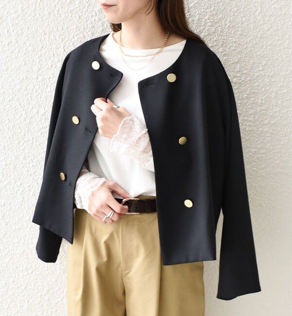 SHIPS Colors 「【WEB限定】〈手洗い可能〉レース 切替スリーブ カットソー◇」|Tシャツ・カットソー|
