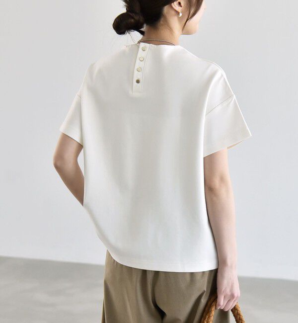 quaranciel「quaranciel:〈洗濯機可能〉ライト ポンチ バック ボタン ショートスリーブ TEE」|Tシャツ・カットソー|