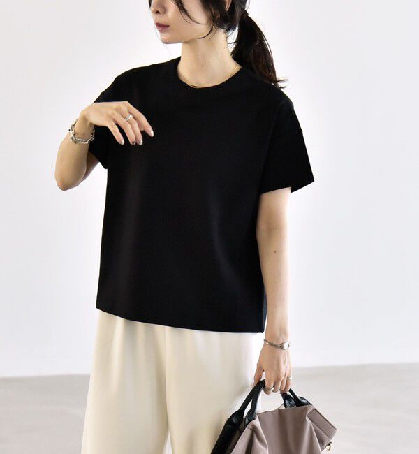 quaranciel「quaranciel:〈洗濯機可能〉ライト ポンチ バック ボタン ショートスリーブ TEE」|Tシャツ・カットソー|