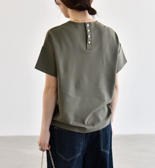 quaranciel「quaranciel:〈洗濯機可能〉ライト ポンチ バック ボタン ショートスリーブ TEE」|Tシャツ・カットソー|
