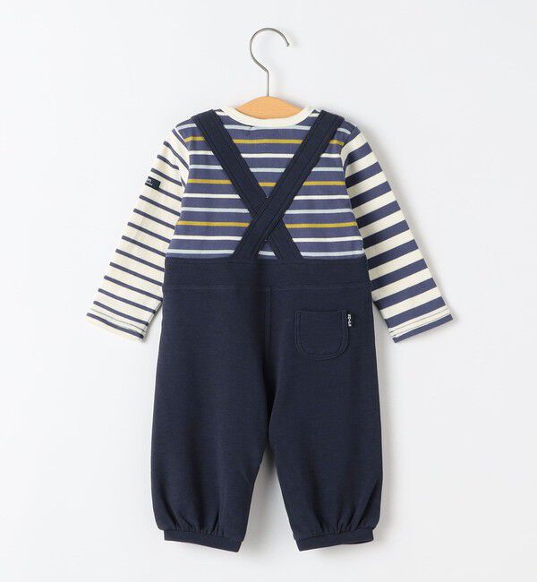 SHIPS KIDS「SHIPS KIDS:70～80cm / ボーダー フェイク レイヤード ロンパース」|ロンパース|