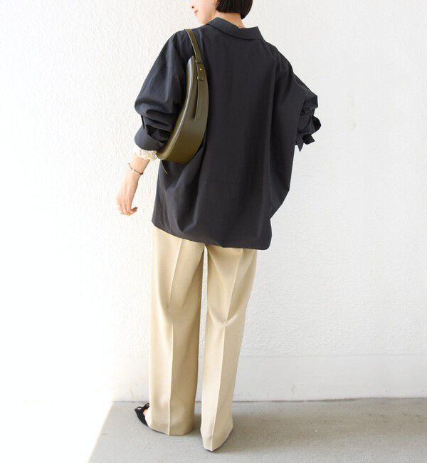 SHIPS for women「〈手洗い可能〉近江晒 サイド スリット スキッパー シャツ」|シャツ・ブラウス|