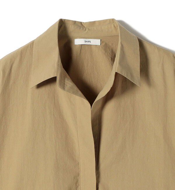 SHIPS for women「〈手洗い可能〉近江晒 サイド スリット スキッパー シャツ」|シャツ・ブラウス|