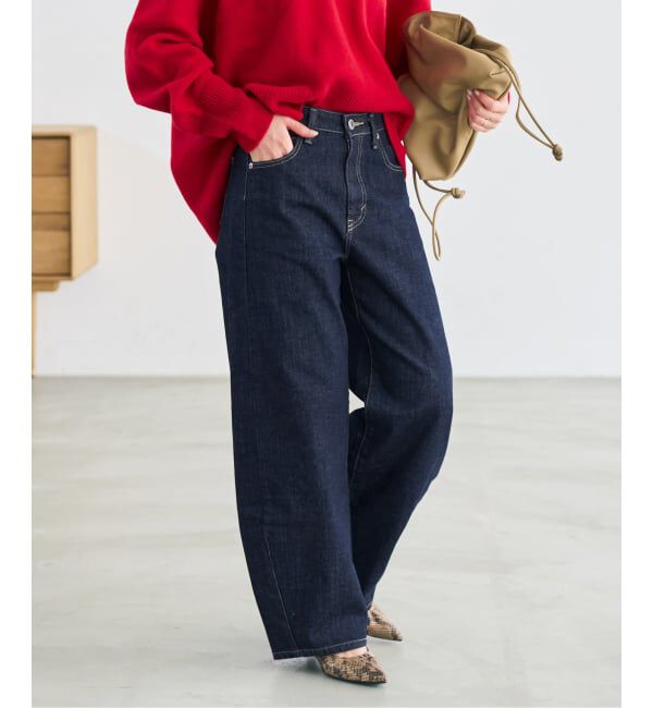 Spick and Span「《追加3》SOMETHING for SS 別注 HANA CURVE TAPERD」|デニム|ネイビー