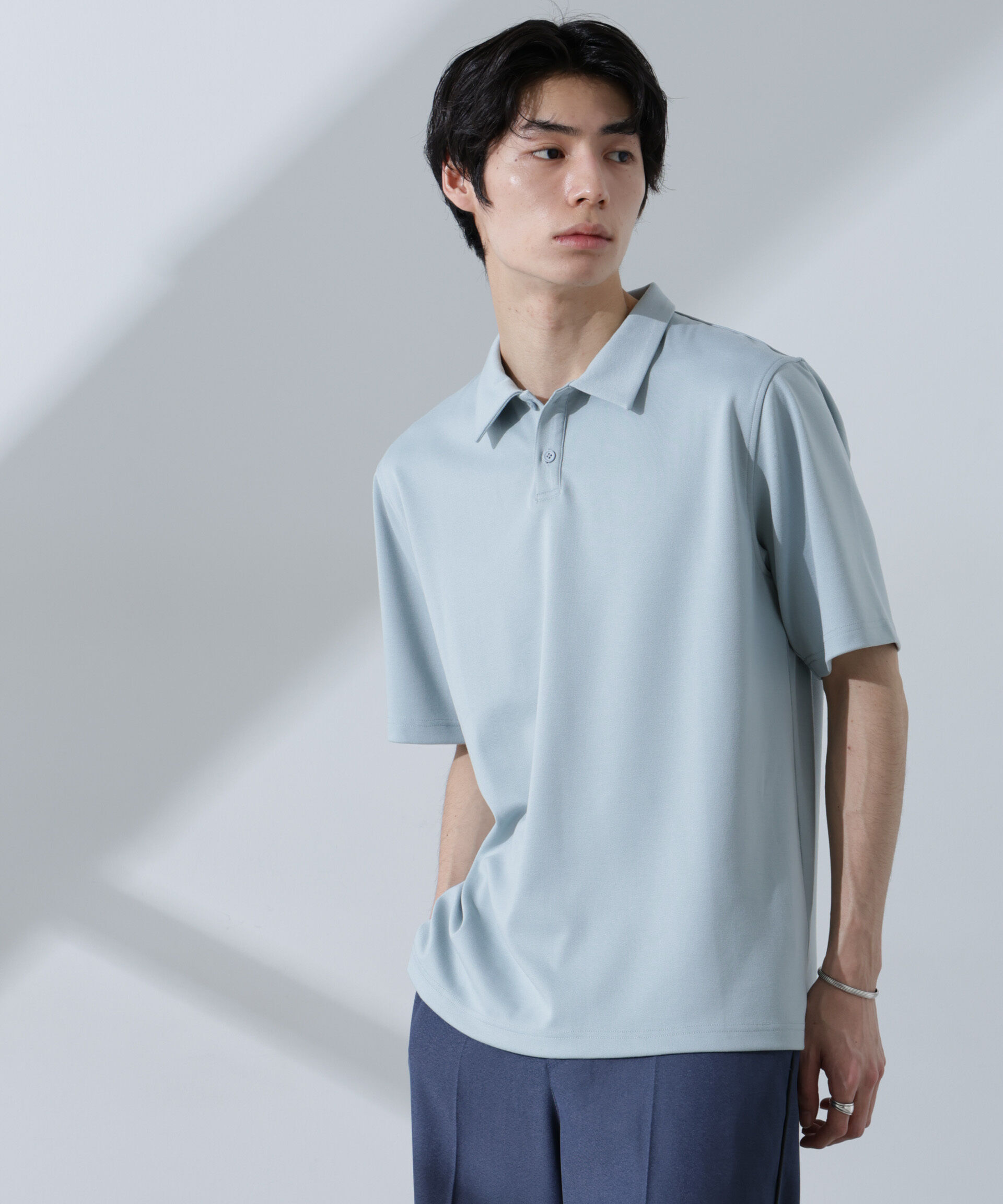 NANO universe「Pe/Ry鹿の子ポロシャツ 半袖」|Tシャツ・カットソー|ブルーグレー5